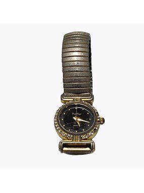 Pieve Nicol Quartz Watch Gold Tone Rhinestones Womens Formal Evening Work